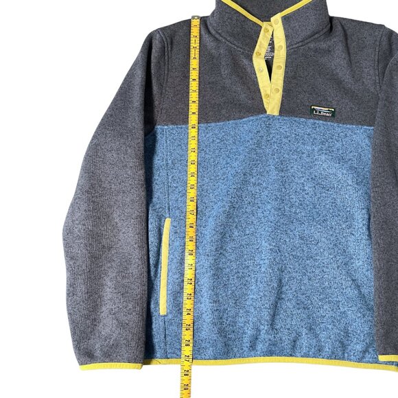 L.L.Bean Mens Slightly Fitted Blue Fleece Quarter Snap Pullover Sweater Size L - Picture 9 of 9